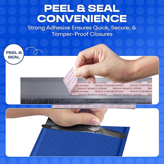Royal Blue Large Poly Bubble Mailers 9.5x14.5 inch #4 | Self Seal Padded Envelopes Cushioned Bubble Mailer | Usable Size 9.5x13.5 | WaterProof | Lightweight mailing Shipping Bags | 100 Pack Bulk