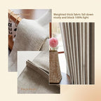 Textured Linen Pinch Pleated 100% Blackout Curtains for Bedroom/Living Room Blackout Curtains 102 Inches Long, Energy Saving Window Treatment Curtains,26Wx102Lx2,Sand Beige