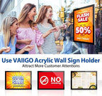 Acrylic Magnetic Sign Holder Wall Mount, Self Adhesive Magnetic Display Frame with Nano Tape and Strong Magnetic Border for Wall, Door, Glass, Home, Store, Office (Black, 11" x 17" / 10 Pack)