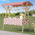 Outdoor Vendor Cart, Portable Cart with Canopy, Movable Stall Display Stand, Foldable Vending Stand Kiosk Display Trolley with Canopy, for Market, Street Food, Events(Red 5,120cm/47.2in)