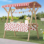 Outdoor Vendor Cart, Portable Cart with Canopy, Movable Stall Display Stand, Foldable Vending Stand Kiosk Display Trolley with Canopy, for Market, Street Food, Events(Red 5,120cm/47.2in)