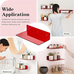 12 Inches Red Small Wall Shelves, Acrylic Bathroom Floating Shelves for Living Room, Bathroom, Bedroom, 2 Pack