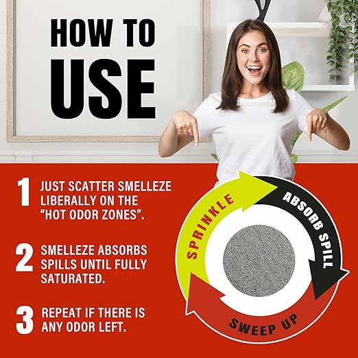 SMELLEZE Medical Waste Clean Up Super Absorbent Solidifier & Deodorizer: 50 lb. Granules Absorb Blood, Urine, Diarrhea, Vomit, Body Fluids & Other Water Based Bio Waste in Seconds