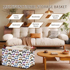 Cartoon Cars Storage Basket Large 17x11.5x10.5 Inche-Collapsible Fabric Organizer Bin with Handles for Bedroom,Living Room, Playroom-Foldable Decorative Hamper with Truck Graphic Design-Single Pack