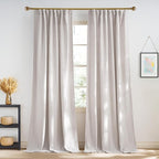 NICETOWN Boho Linen Curtains Jacquard Waffle Weave Pattern, Thick Window Treatments Privacy with Light Filtering Drapes for Living Room, W52 x L90, 2 Panels