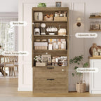 HOSTACK 70" Tall Kitchen Pantry Storage, Barn Doors Pantry Cabinet with Drawers and Adjustable Shelf, Modern Farmhouse Storage Cabinet for Kitchen, Dining Room, Living Room, Bathroom, Rustic Brown