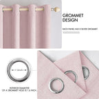 MIULEE Linen Texture Curtains for Bedroom Solid 100% Blackout Thermal Insulated Pink Curtains Grommet Room Darkening Drapes for Living Room Nursery 52x63 Inch (2 Panels)