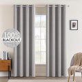 MIULEE Linen Texture Curtains for Bedroom Solid 100% Blackout Thermal Insulated Greyish White Curtains Grommet Room Darkening Drapes for Living Room Nursery 52x84 Inch (2 Panels)