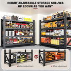 3000LBS Storage Shelves,40" W Garage Shelving Heavy Duty Metal Adjustable Garage Shelves, Shelving Units Industrial Shelving for Warehouse,40" W x 24" D x 60" H,Black