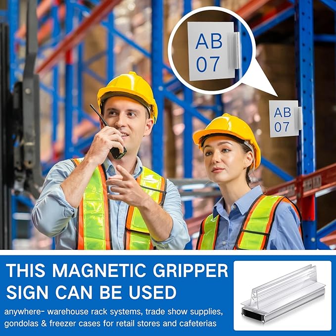 Thyle 12 Pack Magnetic Sign Holder Grip Holder, Powerful Magnet, 3" Length, 1" Width, 1" Total Height for Retail Wall Display Store Vendor Event Warehouse and Shop Supplies, Clear