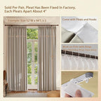 Textured Linen Pencil Pleated 100% Blackout Curtains for Bedroom/Living Room Blackout Curtains 120 Inches Long, Energy Saving Window Treatment Curtains,26Wx120Lx2,Sand Beige