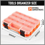 HORUSDY Small Parts Organizer, 34-Compartments Double Side parts organizer with Removable Dividers, Double Side Tools Box Screw Organizer For Nuts, Bolts, Screws, Nails, Small Hardware
