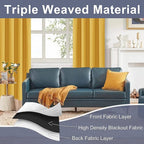 JIUZHEN Blackout Curtains for Bedroom– Thermal Insulated,Noise Reducing Room Darkening Privacy Rod Pocket Drapes for Living Room, Set of 2 Panels with Tiebacks, 42 x 54 inch Long, Mustard Yellow