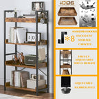 HCHQHS 4 Tier Bookshelf, Adjustable Industrial Bookcase, Vertical Tall Book Shelf, Wood and Black Metal Open Bookshelves for Home Office, Living Room, Bedroom