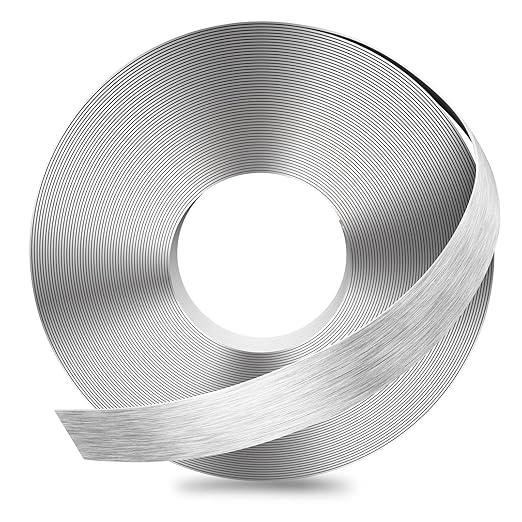 GSCIT Club Silver Edge Banding, 1 Inch x 25ft Aluminum Brushed Edge Banding PVC Edge Trim for Cabinet Repair Furniture