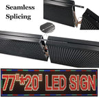 P10 Large Programmable LED Scrolling Sign 77”X20”, Bright Outdoor Digital Signs Waterproof, Full Color Led Open Signs for Business Advertising, Restaurant, School, Commerce, WiFi Control Electronic Message Display Board