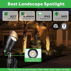 Low Voltage Landscape Lights - Warm White Cool White LED Outdoor Spotlights, 12V Spot Lights Waterproof Hardwired, Adjustable Color Temp Aluminum, Black for Wall Wash Flag 10 Pack