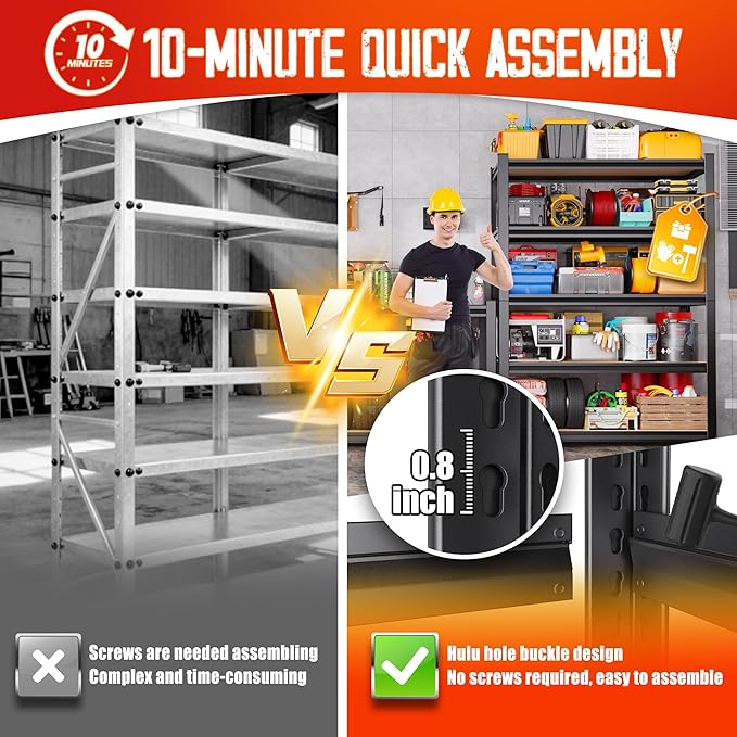 71"H Garage Shelving-5 Tier Garage Storage Shelves,Adjustable Heavy Duty Metal Shelving Unit and Storage Large Rack,Utility Steel Shelf For Warehouse Industrial Pantry Basement 71"x32"x14"-2Pack