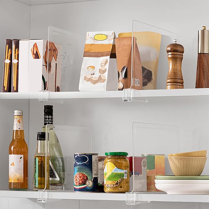 18 Pack 12 Inches [Extra Tall Version] Clear Shelf Dividers for Organization, Acrylic Closet Shelf Vertical Shelves Organizer for Bedroom, Kitchen and Office