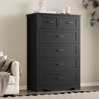 Tall 6-Drawer Dresser for Bedroom, Modern Wooden Chest of Drawers with Metal Handles, Anti-Tipping Design, Sturdy and Stable Storage Organizer for Living Room, Entryway, Home Office, Standard