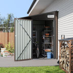 5x7 FT Lean to Shed, Outdoor Metal Storage Shed, Utility Steel Tool Shed with Lockable Door for Bike, Garden, Backyard, Patio, Lawn