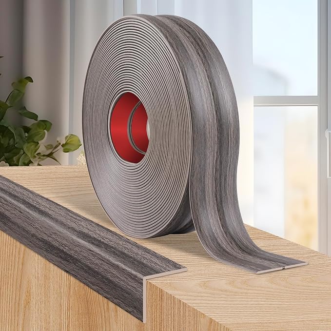 Flexible Wall Corner Protector Moulding Trim Peel and Stick Wall Corner Guards Edge Protector Self Adhesive Molding Trim Strip for Edge Ceiling (Brown Walnut Wood Grain, 2.4 in x 10 Ft)