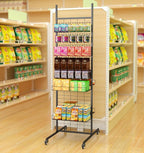 Retail Candy Display Rack, 70in Large Retail Display Shelf, Snack Rack Display Stand with Wheels and 50 Hooks, Removable Store Display Shelving Organizer Supermarket, Home, Kitchen