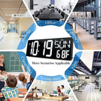 Large Digital Wall Clock with Remote Control 17.2" LED Large Display Timer with Temperature Date Week Auto DST Adjustable Brightness, Big Wall Alarm Clock for Living Room Office Garage Gym Seniors