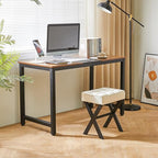 IBUYKE Square Makeup Stool with X-Leg Foot Rest, Linen Footrest, Ottoman Seat, Multi-Use as Small Side Table, for Bedroom, Living Room, Linen LG-70Y