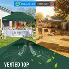 CROWN SHADES 10x10 Pop Up Canopy with 1 Side Wall - Beach Tent with One Push Setup - Outdoor Sun Shade for Events, Parties, Camping - Gazebo with STO-N-Go Cover Bag (Forest Green)