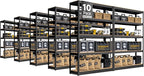 HOMEDANT House 5 Tier Laminated Metal Shelving Unit Adjustable Storage Utility Rack Heavy Duty Shelves Organization Multipurpose Shelf Kitchen Garage Pantry Closet (10, (L) 48.1" W, Black)