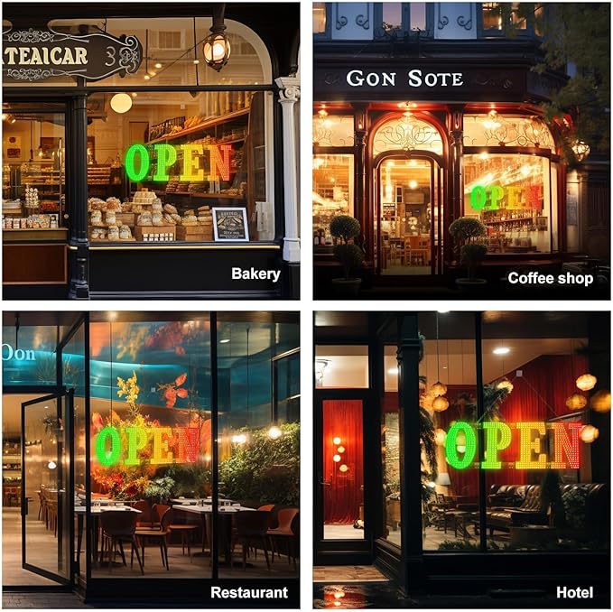 48"x16" Large LED Open Signs for Business with Smart APP & Remote Control, Adjust Brightness/Color/Timer Function, Ultra Bright Open Sign for Window Storefront Bar Restaurant (Multicolor)