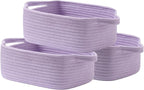 KALLAX Small Woven Basket, 12 x 8 x 4.5 Inches, Small Storage Baskets for Organizing, Gift Baskets Empty, Cute Rope Shelf Closet Storage Bins for Shelves, Dog Toy Basket, Purple