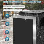 IRONWALLS Indoor/Outdoor Trash Can with Lid, Heavy Duty Steel Garbage Can with Removable Bin, Locking Lid, 16”x16”x35.4” Dual Sided-Open Commercial Trash Can Large for Patio, Backyard, Office, Black