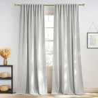 NICETOWN Waffle Weave Linen Grey 108 inch Curtains, Privacy Farmhouse Drapes Light Filtering Window Treatments for Living Room, W52 x L108, 2 Panels