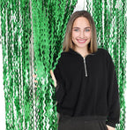 4Pcs Wavy Green Fringe Backdrop -3.3x6.6ft Green Streamer Foil Curtains for Jungle Party Decorations | St Patricks Day Decorations | Football Decorations | Xmas