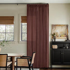 Maroon Pinch Pleated Linen Curtains 108 Inches Long for Living Room 2 Panels Set Flax Double Pleated Drapes Back Tab Farmhouse Ceiling Floor 108 Inch Window Curtains Bedroom Chestnut Reddish Brown