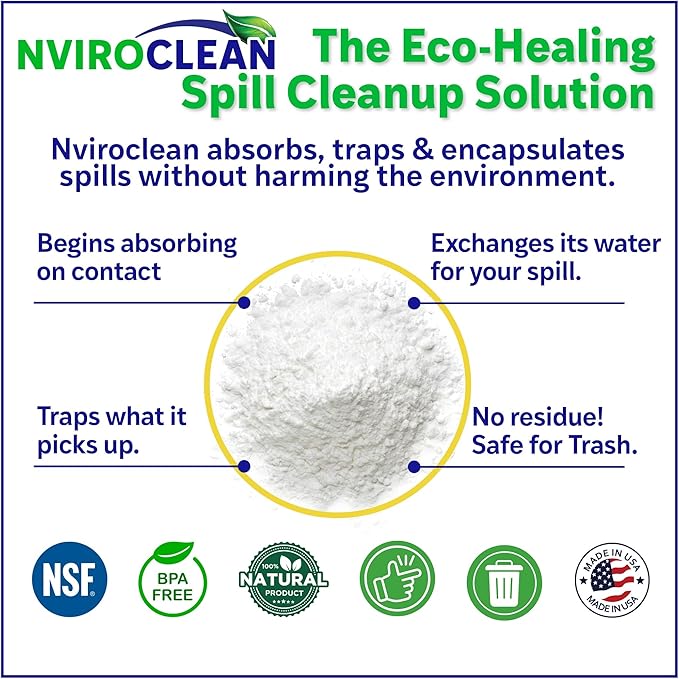 5 LB (Pack of 1) Super Absorbent & Encapsulant Spill Cleanup up to 24lbs, for Home, Commercial, & Industrial Use for Oil, Antifreeze, Food, Paint, Pet Waste, Body Fluids & More