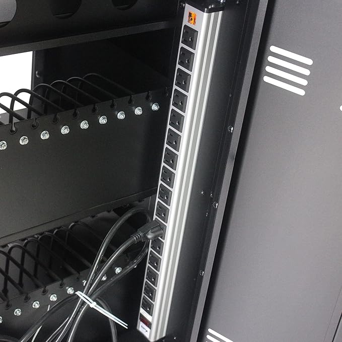 Laptop and Tablet Charging Cart, 35 Unit Device Mobile Charging Station for Chromebook, Tablet, Laptop, with Charging Port Screen Size Up to 16.3", Suitable for Office, Classroom, etc (Black)