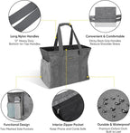 BALEINE Extra Large Utility Tote Bag with Wire Frame for Storage (Grey, 16.5''x14''x10'')