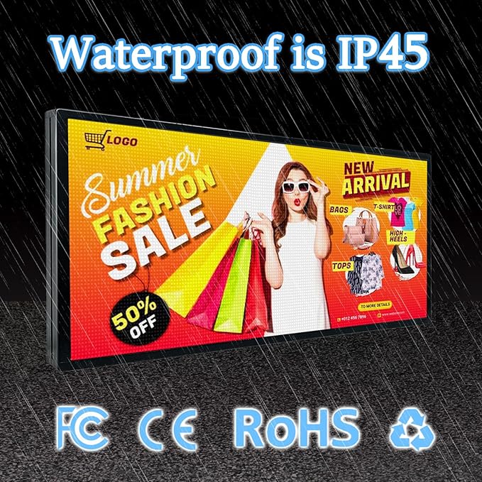 Outdoor Full Color Led Sign WIFI And USB Programmable Led Sign With High Resolution Scrolling Texts, Colorful images and videos LED Advertising Board For Shop (40‘’x17'')