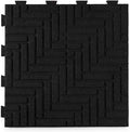Playsafer Herringbone Rubber Interlocking Tiles | 16 X 16 | Easy Install for Indoor and Outdoor Use (Black, 1 Tile)