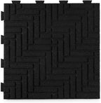 Playsafer Herringbone Rubber Interlocking Tiles | 16 X 16 | Easy Install for Indoor and Outdoor Use (Black, 20 Tiles)