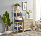DECOMOMO Storage Baskets for Shelves - Fabric Storage Bins, Linen Closet Organizers and Storage (Navy Blue & White, Large - 3 Pack)