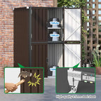 AECOJOY Outdoor Storage Cabinet Waterproof with Shelves, Large Brown Lockable Outdoor Cabinet, Tall Vertical Storage Cabinet Shed Weatherproof Outdoor Cabinets Garden Sheds & Outdoor Storage Clearance