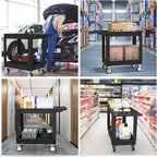 Heavy Duty Utility Rolling Tool Cart, 550 lbs Capacity Utility Service Cart with Two Trays and Wheels, 40 x 17-Inch Rolling Service Carts Huge Storage, Garage, Warehouse, Workshop, Black