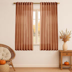 XTMYI Burnt Orange Curtans 63 Inch Length for Bedroom,Sheer Linen Light Filtering Fall Autumn Farmhouse Drapes for Living Room Decor