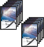 Magnetic Sign Holder, 11 x 17 Wall Mount Self Adhesive Document Display Frames, Double Sided Display for Glass Window (Black, 10pack)