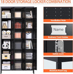 Aobabo 18 Doors Metal Storage Locker for Employees, Lockable Storage Locker with Metal Leg for Employees School Office Gym, Black, Assembly Required