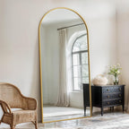 Full Length Mirror, 76" x 34" Arched Full Body Mirror Large Standing Floor Mirrors, Mirrors for Bedroom, Bathroom, Living Room Standing or Wall Leaning, Gold
